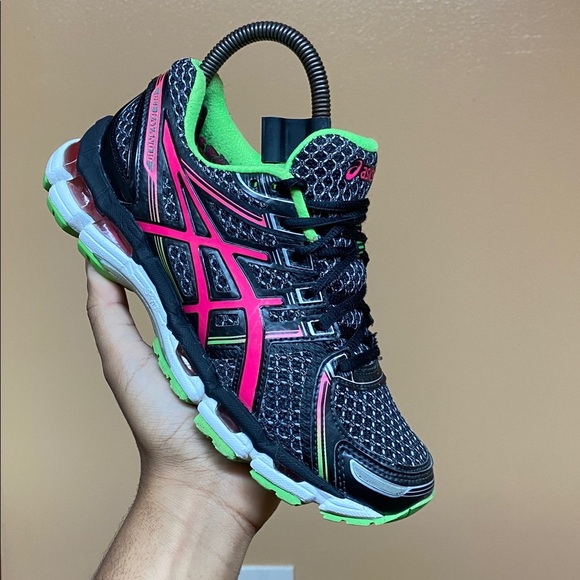 ASICS Gel-Kayano 19 Women’s Running Sneakers Black Grey Pink Green Size 6 T350N - Picture 6 of 16